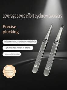 2/1pc Effortless Eyebrow Tweezers, Thickened Stainless Steel Material, Upgraded Non-Slip Handle And Rivet Lever Design, Easy To Pluck, Suitable For Eyebrows And Beard - View 6