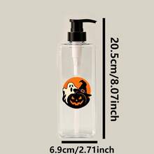 1pc/2pcs/3pcs 400ml Pumpkin And Ghost Cartoon Pattern Transparent Square Soap Dispenser, Refillable Shampoo, Body Wash And Conditioner Dispenser, Halloween Theme - Suitable For Halloween, Shower, Hotel, Kitchen Use - No Electricity Required - Clear - View 7