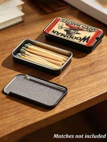 Vintage Pattern Matchbox, No Matches Included - Supports Match/Coin/Small Accessory Storage, Portable Small Box, Smooth Sliding Lid, Travel And Home Essential, Storage Box, Lightweight Tin Material - Multicolor - View 4