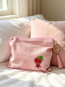 Tas Kosmetik, Patch Bordir Manik Buah, Tas Penyimpanan Kosmetik Portabel untuk Perjalanan, Perlengkapan Penyimpanan Penting untuk Perjalanan, Untuk Perjalanan, Penggunaan Sehari-hari, Hadiah untuk Guru - MultiWarna - View 7
