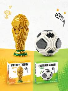 FIFA World Cup Trophy & Football Mini Building Blocks Set, 688/557pcs DIY Assembly Model, Desktop Decor Collectible Gift, Suitable For Football Fans - Multicolor - View 9