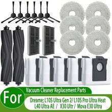 21 st reservdelskit för smart robotdammsugare L10s Pro Ultra Heat/L10s Ultra Gen2/L40 Ultra AE/X30 Ultra/Mova E30 Ultra, multifunktionellt set med huvudborste, dammpåse, mopp, filter och sidoborste - Visa 1
