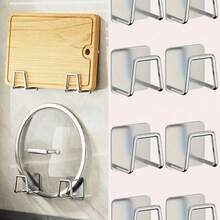 8pcs Stainless Steel Kitchen Sink Sponge Holder Self-Adhesive Drainage Rack Kitchen Wall Hook Accessories Storage Organizer Rack 1/2/4/6/ - Multicolor - View 5