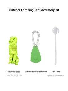 1 Set Outdoor Tent Fixing Kit, Includes Windproof Rope, Metal Tent Stakes And Adjustable Rope Tension Clips - Multicolor - View 17
