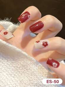 Emi Cured Gel Nail Strips , Clear Base, 20 Pcs Gel Nail Wraps, Stickers, UV Light Required, Salon Quality, Long Lasting,ES20 Cross-Border Wholesale Drop Shipping Red Book Same Style Nail Stickers Nail Stickers For Fingertips - Red - View 4