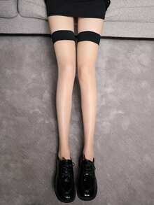 1/2/3 Pairs Women's Ultra-Thin Transparent Over-The-Knee Stockings, Disposable, Top Patchwork Design, Fashionable Women's Hosiery - Multicolor - View 12