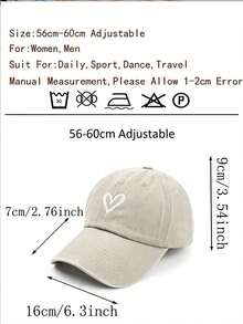 1pc Unisex Embroidered Heart Pattern Baseball Cap, Solid Color Lightweight Soft Brim Baseball Cap, Fashion Accessory - Multicolor - View 2
