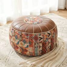 1pc Bohemian Floral Embroidered Storage Ottoman (Without Filling), Soft Hidden Clothing And Toy Storage, Waterproof PU Leather, Provides Comfortable Experience For Every Home Space, Suitable For Living Room, Bedroom And Entryway, Single Piece For Daily Use, Can Fit All Rooms, Decoration And Holiday Gift, Printed Pattern Is Random - Coffee Brown - View 5