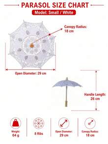 1pc Lace Umbrella, Crochet Lace Umbrella, Sun Protection Umbrella, Hollow Out Decor Umbrella, Wedding Celebration Photography Prop - Multicolor - View 7