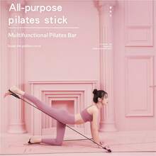 1PC Multifunctional Pilates Bar Kit With Foot Loops, Portable Pilates Stick Exercise Bar With Resistance Bands, Home Gym Workout Equipment For Full‑Body Body Shaping, Arms Legs Hips Core Training - Leg Pilates Bar - View 1