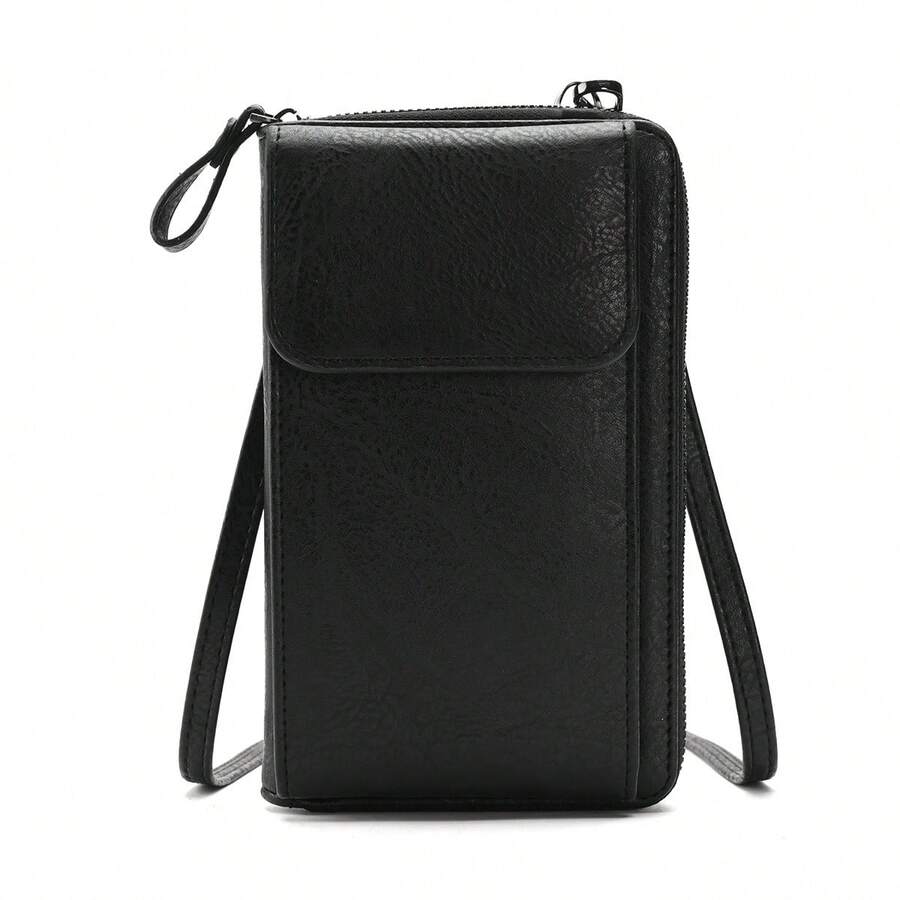 Women's Vertical Wallet Phone Mini Crossbody Bag Multi-Functional Fashion Wallet, Built-In Card Slots And Upright Phone Pocket/Phone Case/Phone Wallet Bag, Designed For Women Small Crossbody Wallet/Handbag/Wallet - Black - View 1
