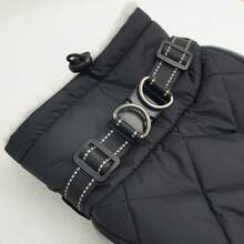 Metglad Dog Winter Coat, Quilted Fleece‑Lined Pet Jacket, Adjustable High‑Collar Dog Jacket With Leash Attachment D‑Ring, Belly‑Coverage Snow Suit For Small, Medium & Large Dogs - Black - View 11