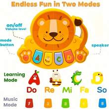 Interactive Animal Keyboard Music Toy - Sensory Development And Cognitive Training Function, Made Of ABS Material, Bright Colors, Durable | Children's Music Keyboard With Animal Buttons And Interactive Sound Effects - Sensory Learning - Multicolor - View 6
