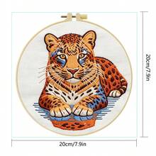 1 buah ukuran 15*15cm/5.9*5.9in dan 20*20cm/7.9*7.9in, Kit Bordir Macan Tutul, Set Bordir Buatan Tangan DIY untuk Pemula Dewasa, Hadiah Rumah, Hadiah Menjahit Wanita, Termasuk Panduan Pengguna, Kain Pola Cetak, Bingkai Bordir, Jarum dan Benang. - Macan tutul - View 5