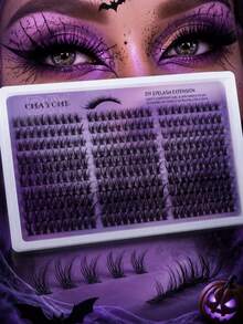 300pcs Cartoon Style D-Curl Mixed Length Faux Mink Single Cluster False Eyelashes, Fine Stem Fluffy Dense Segmented Lashes, Suitable For Halloween Cosplay Party Makeup - D - View 11