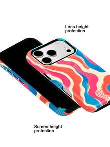 Blue And Brown Hand Drawn Striped Case For IPhone18 Pro Max,17,17Pro Max,16Pro,15Pro Max,13pro,15,14,14Pro,13,12,11 - Blue and Pink Vacation Stripes - View 5