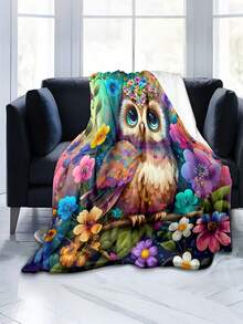 Soft & Comfortable 280gsm Blanket, Animal & Floral Print Pattern, Outdoor Camping Leisure Blanket, Multi-Purpose Blanket For Sofa, Bed And More, Suitable For Home, Picnic, Travel, All Seasons, Modern Style, Polyester, Machine Washable - Multicolor - View 4