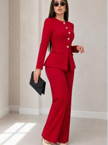Women Suit Sets - Red - View 6