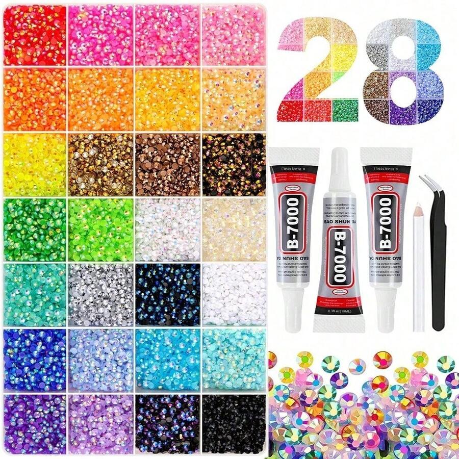 15/24/40 Colors 4mm Multicolor Flat Back Resin Rhinestones, Round Loose Handmade Gemstones, Suitable For Nail Art, Phone Case Decoration, Jewelry Making, Scrapbooking, Card Making And Resin Art, Mixed Color DIY Handmade Craft Projects - 4mm - View 1