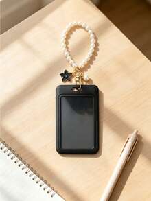 Women's Faux Pearl Flower Ring Lanyard With ID Card Holder, Cute Beaded Phone Case Keychain, Bag Charm, Suitable For Women, Students, Teachers - Multicolor - View 5