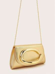 REMANLAND Tas Clutch Wanita Besar Elegan dari Bahan PU dengan Rantai yang Dapat Dilepas, Cocok untuk Pernikahan, Pesta, Perjamuan, dan Acara Lainnya, Kencan Malam - Emas - View 4