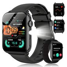 Blackview 中性智能手錶，附 LED 閃光燈運動手錶，藍牙通話，IP68 防水，適用手機/Android，健身手錶，含心率監測、睡眠追蹤、計步器、卡路里計算、血壓監測，送給男士或女士的禮物 - 查看 13