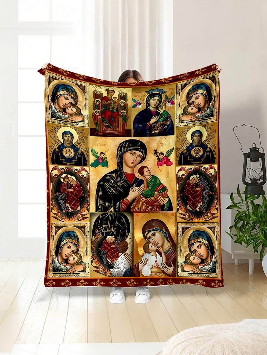 1pc Modern Minimalist Soft Comfortable Blanket, Animal Floral Pattern, Multi-Purpose Throw For Sofa, Bed And More, Outdoor Camping Leisure Blanket, Suitable For Home, Picnic, Travel, All Seasons Comfort, Gift Blanket For Family And Friends - Multicolor - View 1