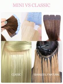Mini Tape-In Hair Extensions, Real Human Hair, Colorful Invisible Tape-In Hair Extensions, Highlight Color, Party Hair Accessories, Ready To Wear, No Glue Needed, Suitable For Holidays, Festivals, School Supplies, Parties, Weddings, Daily Wear, Suitable For All Women, Girls, Brides - Multicolor - View 2