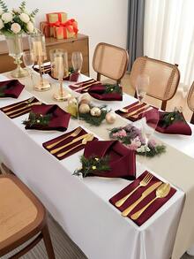 6/12/24pcs Square Satin Napkins, Glossy Silk Napkins, 17 X 17 Inches, Soft Smooth Fabric, Suitable For Wedding Reception Party Decoration (Burgundy) - Burgundy - View 3