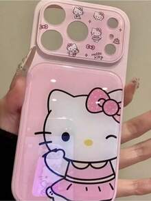 SANRIO 壓克力粉色手機殼，適用於 Apple 17 Pro Max、12/16 Pro、15 新機、14 大窗、13 Pro，全包可愛 17 Air 粉色格紋貓防摔保護殼 - 粉色 - 查看 2