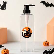 1pc/2pcs/3pcs 400ml Pumpkin And Ghost Cartoon Pattern Transparent Square Soap Dispenser, Refillable Shampoo, Body Wash And Conditioner Dispenser, Halloween Theme - Suitable For Halloween, Shower, Hotel, Kitchen Use - No Electricity Required - Clear - View 2