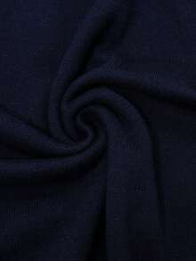 WAIT HIM Men's Casual Solid Color Turn-Down Collar Short Sleeve Knit Top - Navy Blue - View 7