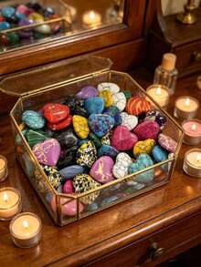 1/5/10/20/30/40/50pcs Assorted Heart-Shaped Gemstones, Bulk Polished Crystal Hearts, Mixed Color Stones, Suitable For DIY Crafts And Decoration, 20+ Colors Fluffy Shaped Crystals, Stones, Smooth Polished Pocket Stones - Multicolor - View 4