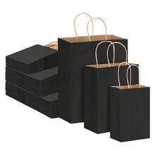 Halloween Christmas Gift 20/100pcs Small Kraft Paper Gift Bags With Handles, Kraft Paper Bags, Shopping Bags, Retail Bags, Gift Bags, Easy To Categorize, Convenient To Store, Suitable For Weddings, Party Gift Packaging - Vertical 15*8*21CM - View 6
