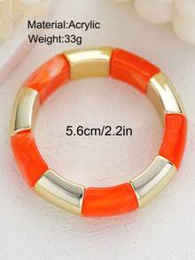 3pcs/1pc Vintage Elegant Casual Bohemian Style Women's CCB Plain Round Bangle And Multicolor Acrylic Elastic Bracelet For Daily Wear, Party, Spring/Summer Beach Vacation And Travel - Colorful - View 8