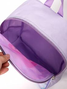 Children's Fashion Backpack 2-Piece Set Unicorn Heart Pattern With Matching Lunch Bag, Thickened Adjustable Shoulder Straps, Zipper Closure Lunch Bag With Zipper And Handle, Reusable , Suitable For Boys And Girls Casual Backpack Combination - Mermaid Purple - View 3