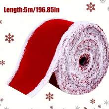 Red & Green Velvet Christmas Ribbon Roll (6cm Wide); Handmade; Suitable For Holiday Decoration, Christmas Tree Ornaments, Gift Wrapping, Floral Arrangement And Wreath Making - Multicolor - View 12