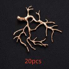 1/5pcs Gold-Plated Copper Tree Branch Pendant Base, DIY Wrap & Embed Natural Stones, Crystals, Pearls - Multicolor - View 27