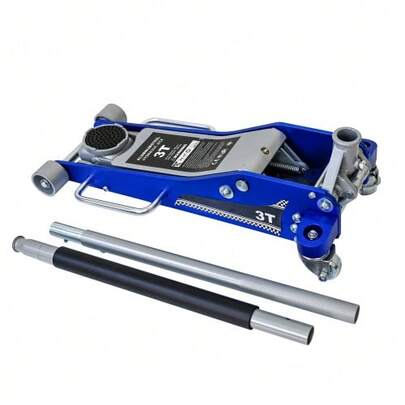 3T Aluminum Lift / Hydraulic Jack Service / Hoist With Additional Saddle (For SUVs And Raised Trucks): 3 Ton (6,600 Lbs) Capacity, Blue-Silver