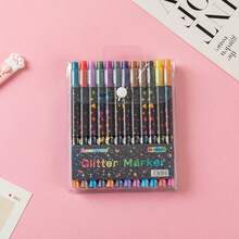 24/1 Colors Dual-Tip Glitter Pens, Quick-Drying Ink, Fine Tip, Suitable For Scrapbooking, Card Making, Planner, This 24-Color Dual-Tip Glitter Pen Set Is An Ideal Choice For Artists And Crafters, Back To School - Multiple Styles - View 12