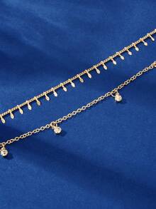 2pcs Gold-Tone Minimalist Necklace Set - Yellow Gold - View 4