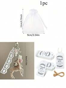 Deer-Shaped Keychain Pendant, Lace Pearl Bow Bag Charm, Korean Sweet Style Backpack Hanging Chain, Gift, Perfect Gift For Weddings, Birthday Parties And Christmas - Multicolor - View 8
