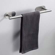 Baofeng Self-Adhesive Towel Rack For Bathroom, Bathroom Towel Rack, Wall-Mounted Towel Bar, Drill-Free Towel Bar, Silver/Black/Gold Towel Bar, Towel Hook, Shower Towel Rack, Bathroom/Kitchen Accessories, Towel Storage, Bathroom Decor, Storage & Organization, Room Decor - Multicolor - View 9