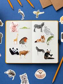 50Pcs Atmospheric Nature Wild Animal Pp Stickers, Kids Cognition‑Themed Patterns Of Abundant Land And Bird Animals, Suitable For Journal, Tumbler, Helmet, Desk, Guitar - Multicolor - View 5