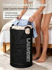 Dirty Laundry Basket Storage Basket Large Capacity Soft Handle Dirty Clothes Storage Basket Foldable Storage Bucket Suitable For Bedroom Laundry Room Home Sundries Storage, Laundry Baskets - Multicolor - View 5