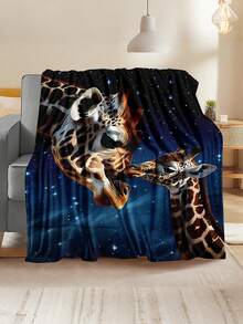Soft & Comfortable 280gsm Blanket, Animal & Floral Print Pattern, Outdoor Camping Leisure Blanket, Multi-Purpose Blanket For Sofa, Bed And More, Suitable For Home, Picnic, Travel, All Seasons Comfort, Modern Style, Polyester, Machine Washable - Multicolor - View 3
