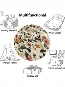 Soft & Comfortable Exquisite Printed Cute Animal Blanket, 2D Flat Print Pattern Multi-Purpose Blanket For Sofa, Bed, Outdoor Camping, Leisure, Home, Picnic, Travel, All Seasons, Modern Style, Polyester, Machine Washable - Multicolor - View 6