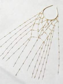 Exquisite Shiny Hollow Mesh Hair Chain Tassel Hair Accessory For Women, Versatile For Banquet And Party - Gold - View 3