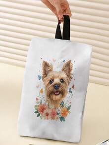 1pc Puppy Print Shoe Storage Bag, Waterproof Fabric Zipper Closure Shoe Pouch With Handle,Portable Travel Shoe Organizer For Home Business Trip - Multicolor - View 11