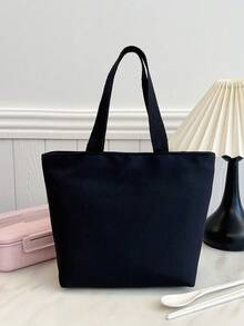 Student Portable Insulated Lunch Bag, Thickened Cute Fruit Lunch Bag, Pure Black Pattern - Black - View 1